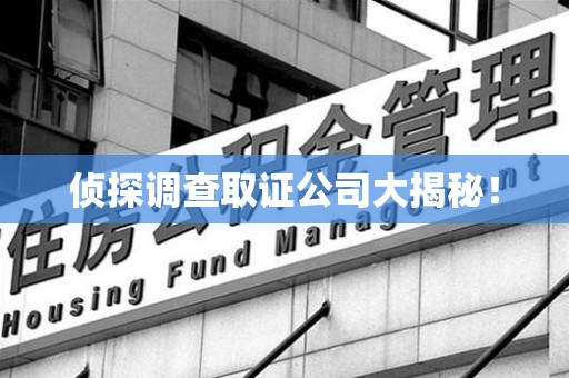 赣州侦探调查取证公司大揭秘！