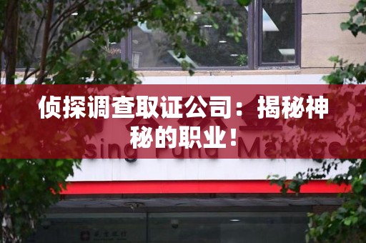 赣州侦探调查取证公司：揭秘神秘的职业！