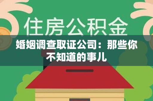 赣州婚姻调查取证公司：那些你不知道的事儿