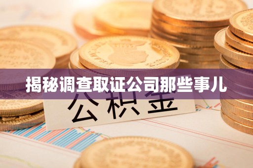 赣州揭秘调查取证公司那些事儿