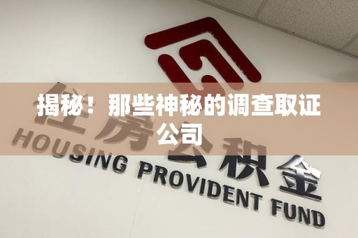 赣州揭秘！那些神秘的调查取证公司