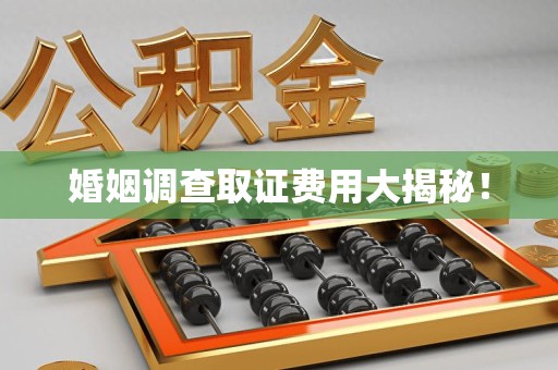 赣州婚姻调查取证费用大揭秘！