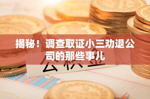 赣州揭秘！调查取证小三劝退公司的那些事儿