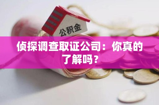 赣州侦探调查取证公司：你真的了解吗？